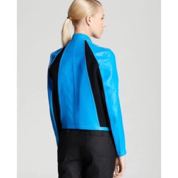 Helmut Lang Reversible Dual Leather Biker Jacket P XS Blue Black Grunge Zip Edge - Picture 2 of 16